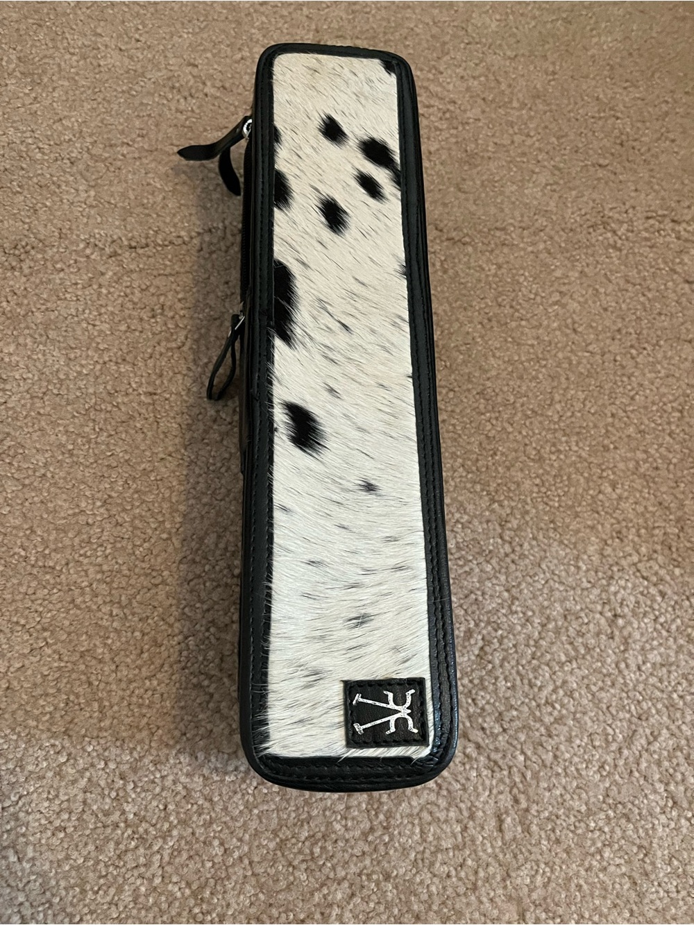New Black & White Hair-On Hide curling iron or flat iron Case